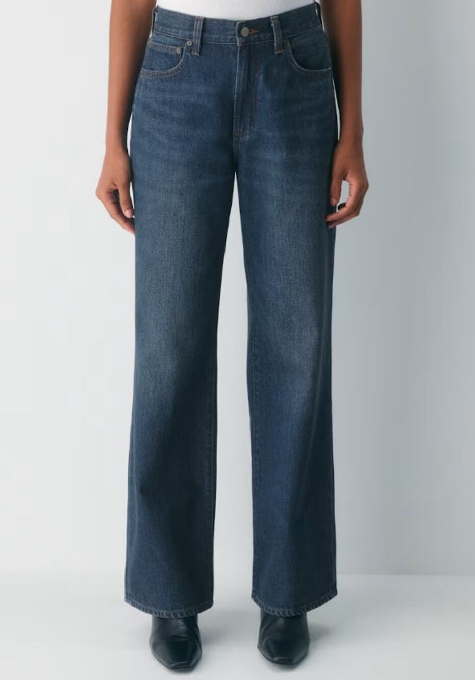 Denim Forum The Farrah Jeans Be About Dark Bleu Wide Leg High Rise Women's 26
